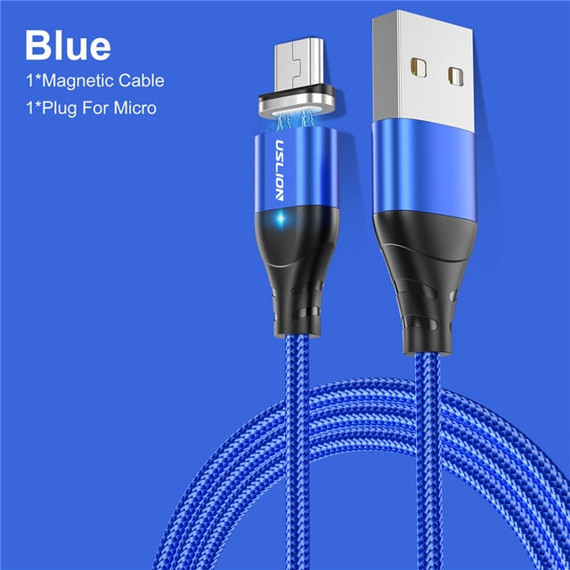 USLION LED Magnetic Cable Micro 540 Rotation 2020 New USB To Type C 3A Fast Charging For iPhone 11 Pro XS Max Samsung Huawei