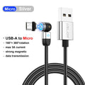 USLION Magnetic Cable Micro USB 540 Rotation Charging Type C  3A Fast Charging For iPhone 11 Pro Max 8 7 Plus Xr Samsung Xiaomi