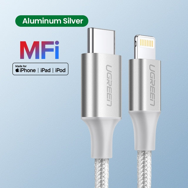 Ugreen MFi USB Type C to Lightning Cable for iPhone 12 Mini Pro Max 8 PD 18W 20W Fast USB C Charging Data Cable for Macbook Pro