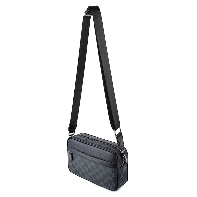 VICUNA POLO Brand Grid Design Mens Crossbody Messenger Bag Small Leather Sling Shoulder Bags Classic Design Man Bag Dropshipping