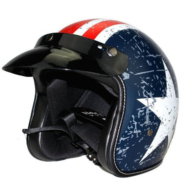 Vega Vintage Motorcycle Helmet for Men & Women, Classic Retro Open Face Design Lightweight DOT Certified for Motorbike Cruiser M