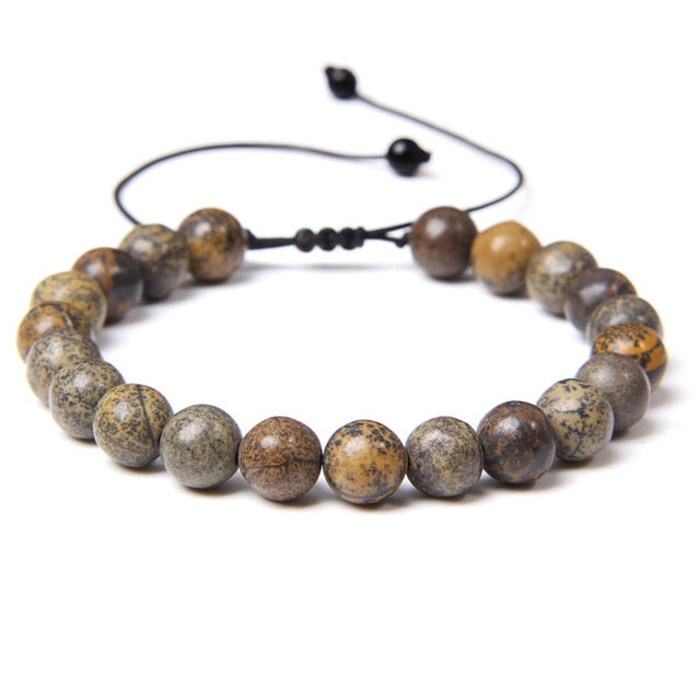 Vintage Adjustable Braid Bracelet For Men Natural Botswana Agates Polished Brown Round Stone Beads Woven Pulsera Women Jewelry