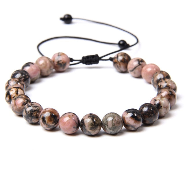 Vintage Adjustable Braid Bracelet For Men Natural Botswana Agates Polished Brown Round Stone Beads Woven Pulsera Women Jewelry