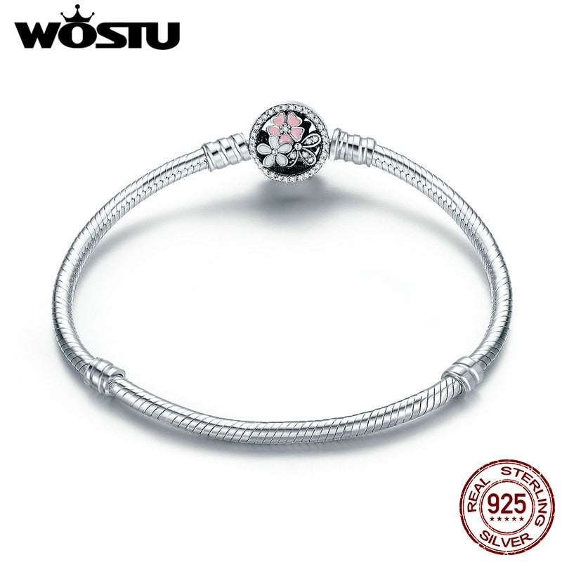 WOSTU Original 3 Styles Chain Bracelet 100% 925 Sterling Silver Bangle Fit DIY Charms Bead For Women Female Luxury Jewelry Gift