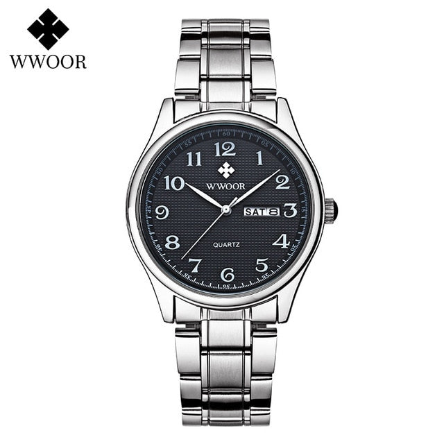 WWOOR Couple Watch Pair Men And Women Top Brand Luxury Silver Quartz Clock Male Female Gift Watch lover souvenir relogios casais