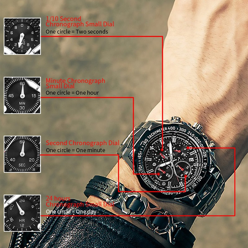 WWOOR Watches Men Top Brand Luxury Black Sports Chronograph Clock Man Fashion Big Dial Quartz Wrist Watch Relogio Masculino 2020
