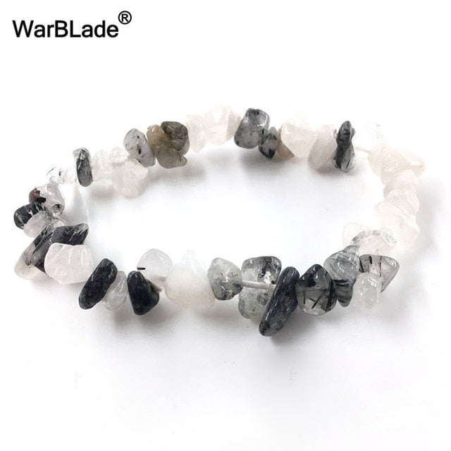 WarBLade Irregular Natural Gem Stone Bracelet Stretch Chip beads Nuggets Amazon Rose Crystal Quartz Bracelets Bangles For Women