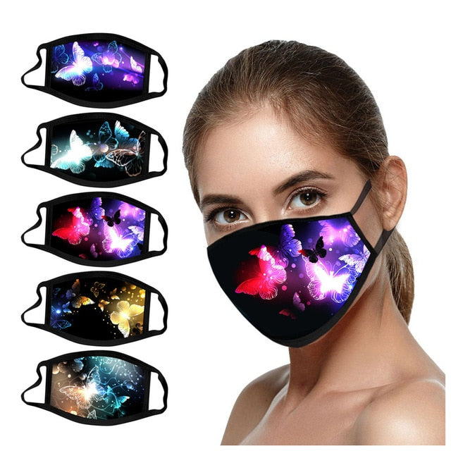 Washable Earloop Masks For Face With Adults Women Protection Breathable Dustproof Fashion Cutton Masks Halloween Cosplay