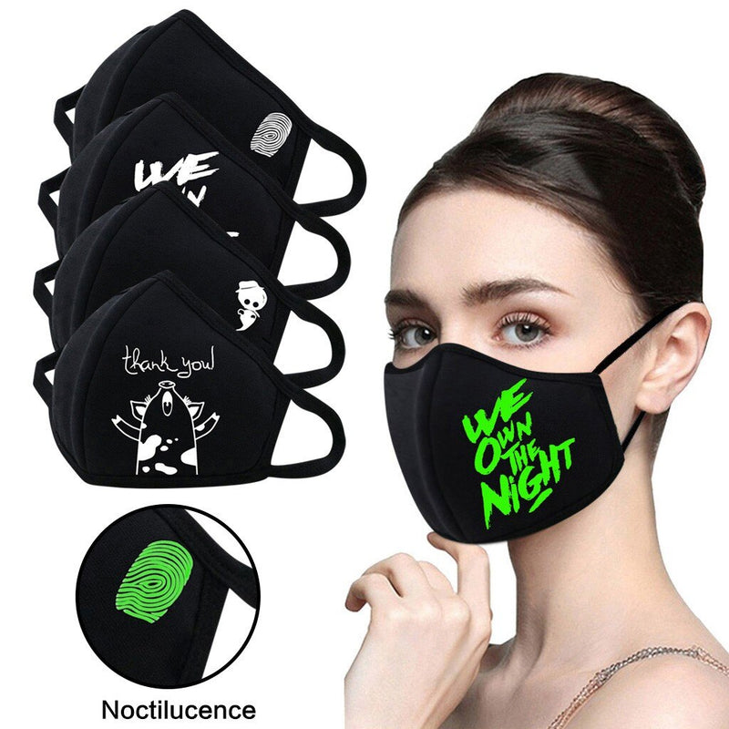 Washable Noctilucence Dustproof Protective Face Cover Masks Halloween Cosplay Print Breathable Fashion Dustproof Cutton Mask