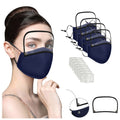 Washable Reusable Face Mask With Filter And Detachable Eye Shield Protection Masks For Face With Adult Halloween Cosplay
