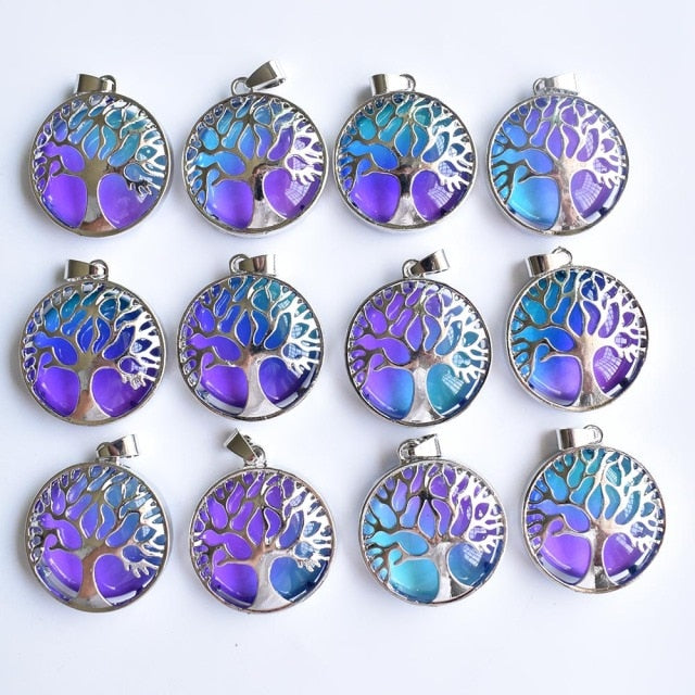 Wholesale 12pcs/lot fashion natural Amethysts lapis alloy tree of life Pendants for jewelry accessories marking free shipping