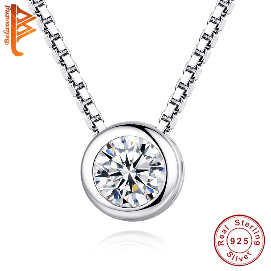 Wholesale 5PCS 925 Sterling Silver Shiny CZ Crystal Necklace Round Pendant Necklace for Women Solid S925 Jewelry Christmas Gift