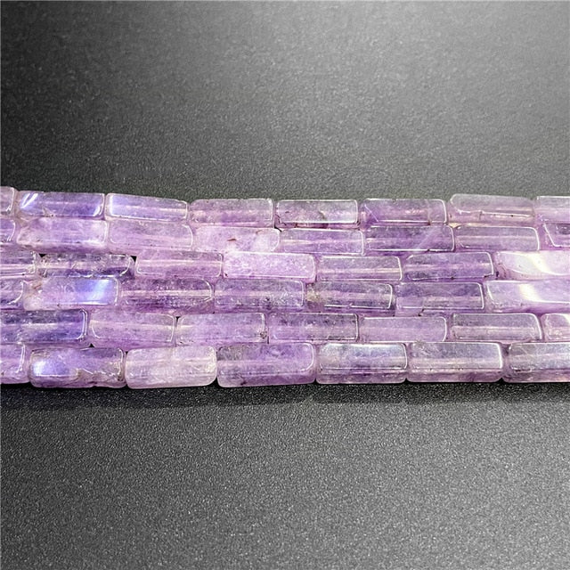 Wholesale Natural Square Tube Beads 4x13mm Lapis Lazuli Amethysts Crystal Amazonite Spacer Bead For Jewelry Making DIY Bracelet