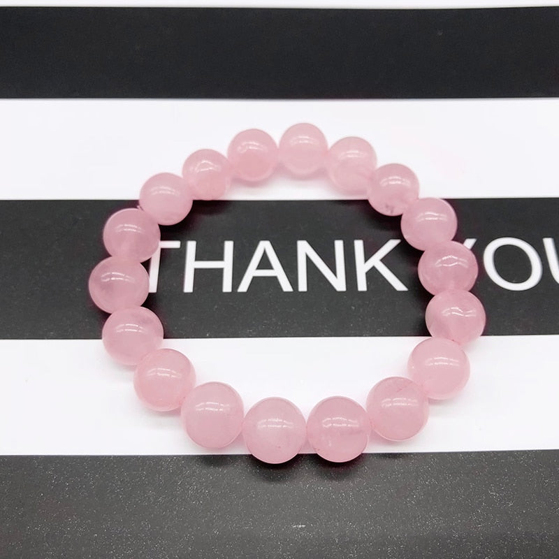 Wholesale Pink Rose Powder crystal Quartz Natural Stone Streche Bracelet Elastic Cord Pulserase Jewelry Beads Lovers woman Gift