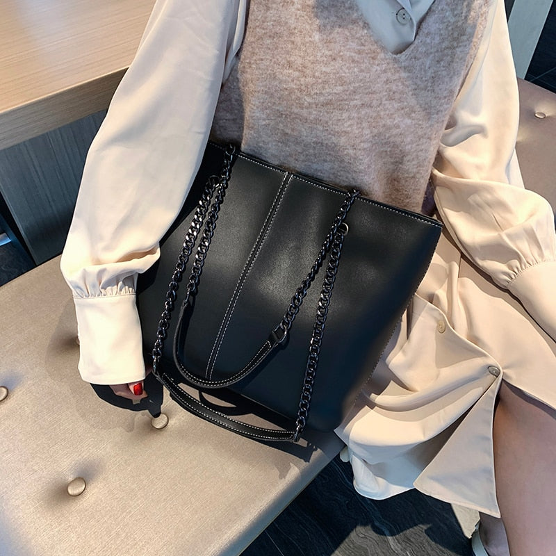 Women Casual Hand Bags Ladies Chain Design Handbags High Quality PU Leather Shoulder Bag Large Capacity Tote Bag for Women 2021