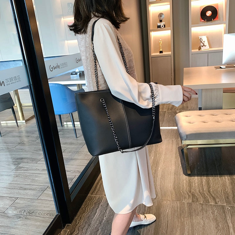 Women Casual Hand Bags Ladies Chain Design Handbags High Quality PU Leather Shoulder Bag Large Capacity Tote Bag for Women 2021