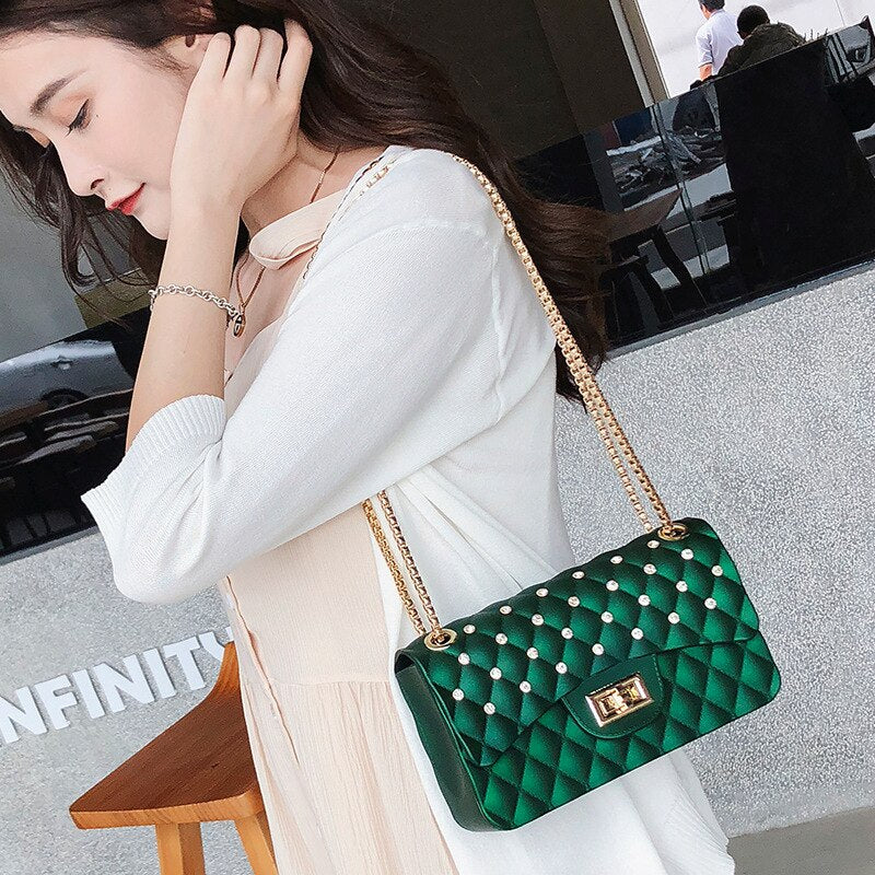 Women’s Luxury Leather Shoulder Bag Solid Color Square Flap Bags Luxury Handbag Designer Sac A Main Chain Messenger Bag ZD1759