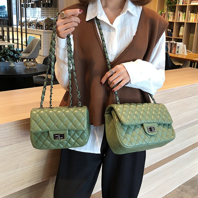 Women's Shoulder Bag Pu Leather Lingge Pattern Women's Straddle Small Bag Brand Designer Simplicity Girl's Purse Handbag Sac
