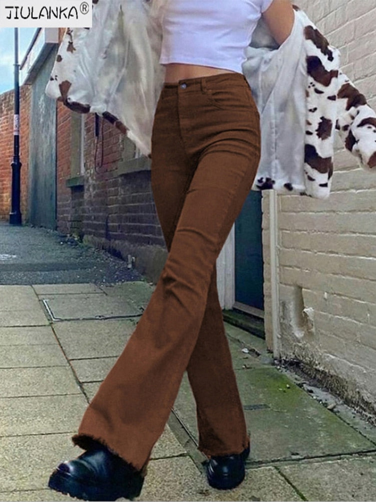 Women's jeans woman high waist brown Pants Jeans Women's pants Jean women clothing undefined streetwear Woman trousers e girl