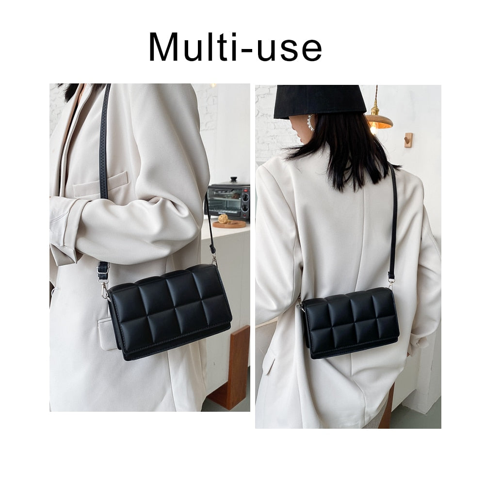 Woven Flap Women's Shoulder Bag High Quality PU leather Crossbody Bags Designer Luxury Handbag Female Chain Tote Messenger Bag