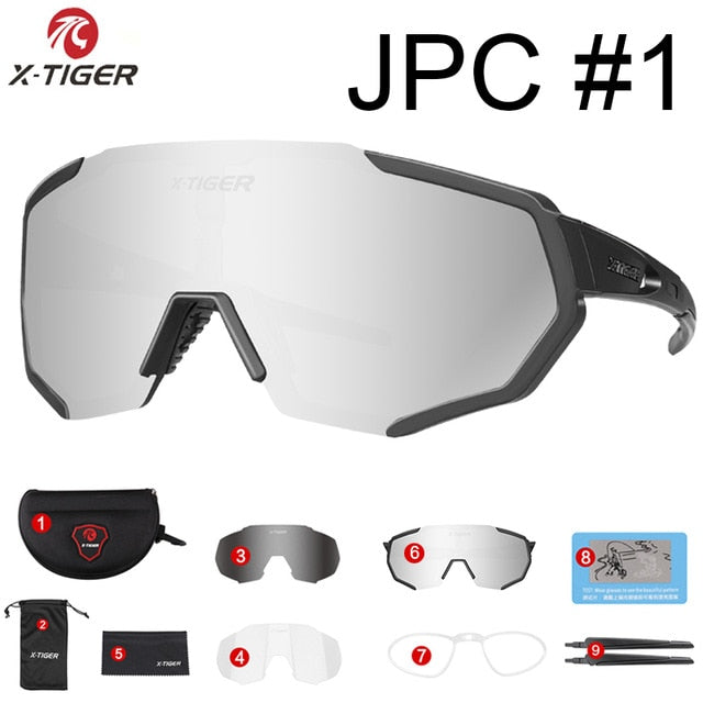 X-TIGER Polarized 5 Lens Cycling Glasses Road Bike Cycling Eyewear Cycling Sunglasses MTB Mountain Bicycle Cycling Goggles
