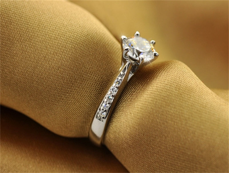 YANHUI High Quality Classic Eternity 1ct Wedding Rings Exquisite 100% Original 925 Silver Zirconia Diamond Rings For Women XR016