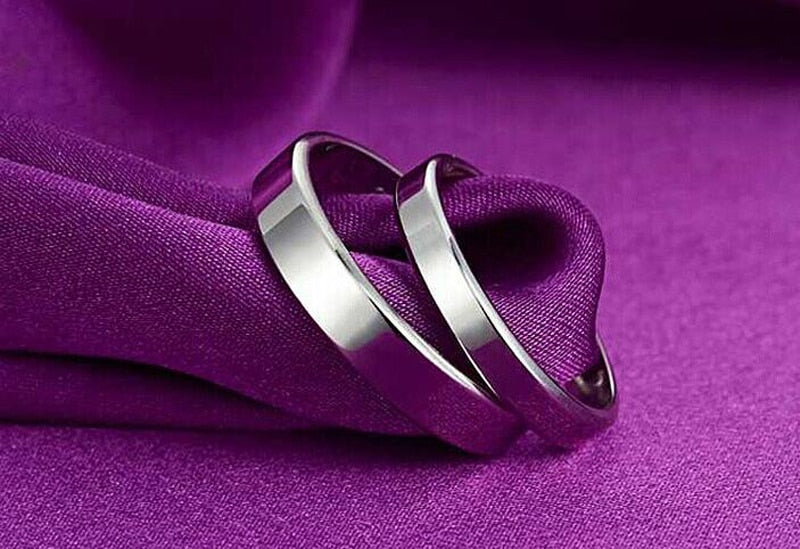 YANHUI Original Real Pure 925 Sterling Silver Rings For Women Men Simple Couple Ring Smooth Wedding Band For Lovers Gift R031
