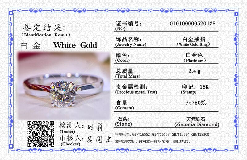 YANHUI With Certificate Luxury 18K White Gold Ring Silver 925 Jewelry Wedding Band For Women 2.0ct Lab Diamond Engagement Rings