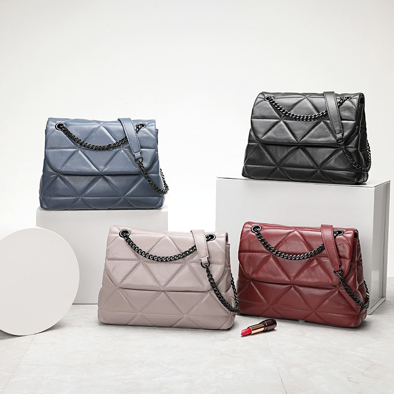 YILINSA Sheepskin Genuine Leather Women Convertible Shoulder Bags Fashion Solid Luxury Messenger Bag Designer Female Handbag
