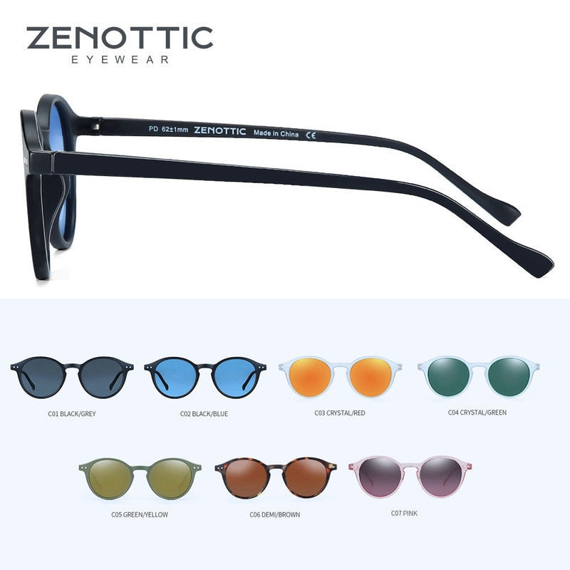 ZENOTTIC Retro Polarized Sunglasses Men Women Vintage Small Round Frame Sun Glasses Polaroid Lens UV400 Goggles Shades Eyewear