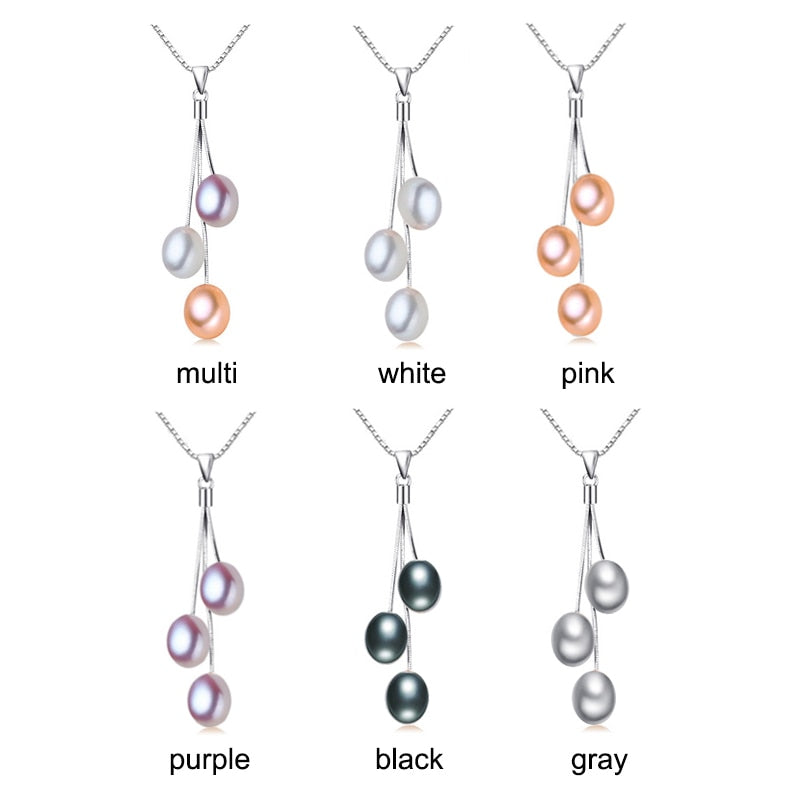 ZHBORUINI 2019 Fashion Pearl Necklace Pearl Jewelry Multicolour Natural Pearl Pendant 925 Sterling Silver Jewelry For Women Gift