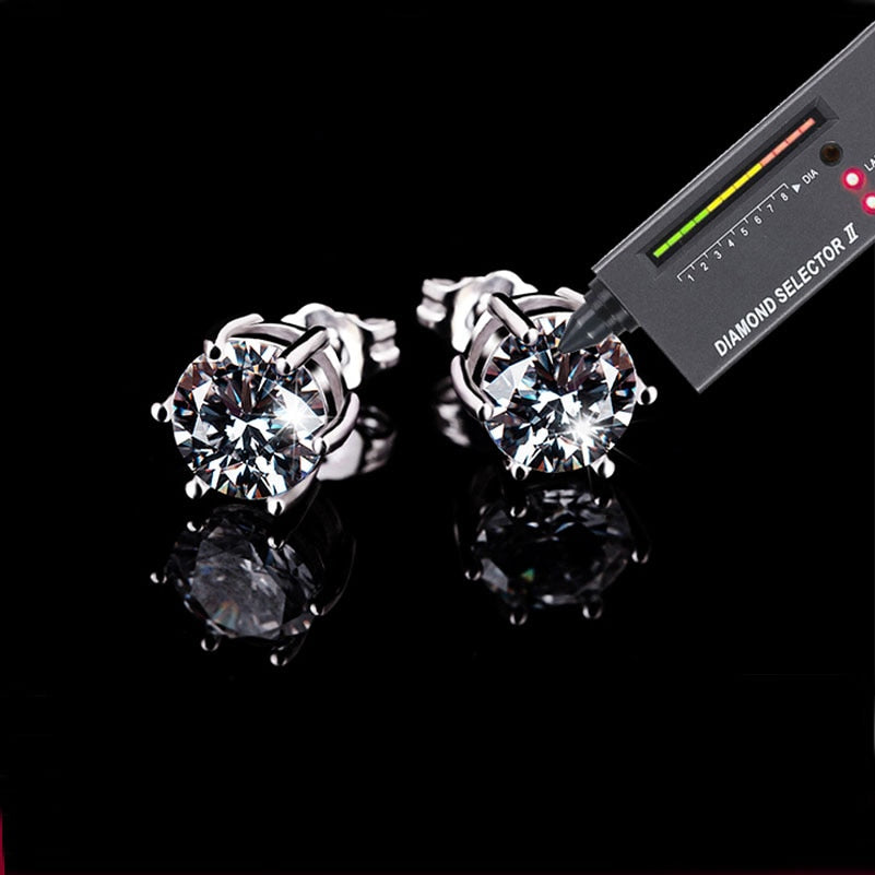 ZHHIRY Real Moissanite 18k White Gold Stud Earring For Women Girl Lady Total 1.6ct Each 0.8ct D VVS Fine Jewelry