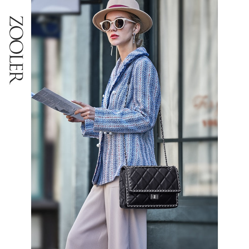 ZOOLER Luxury Brand Designer Genuine Leather Women Messenger Bag Plaid lady Crossbody Bag Trendy Skin Shoulder Bag Gift #HT19057