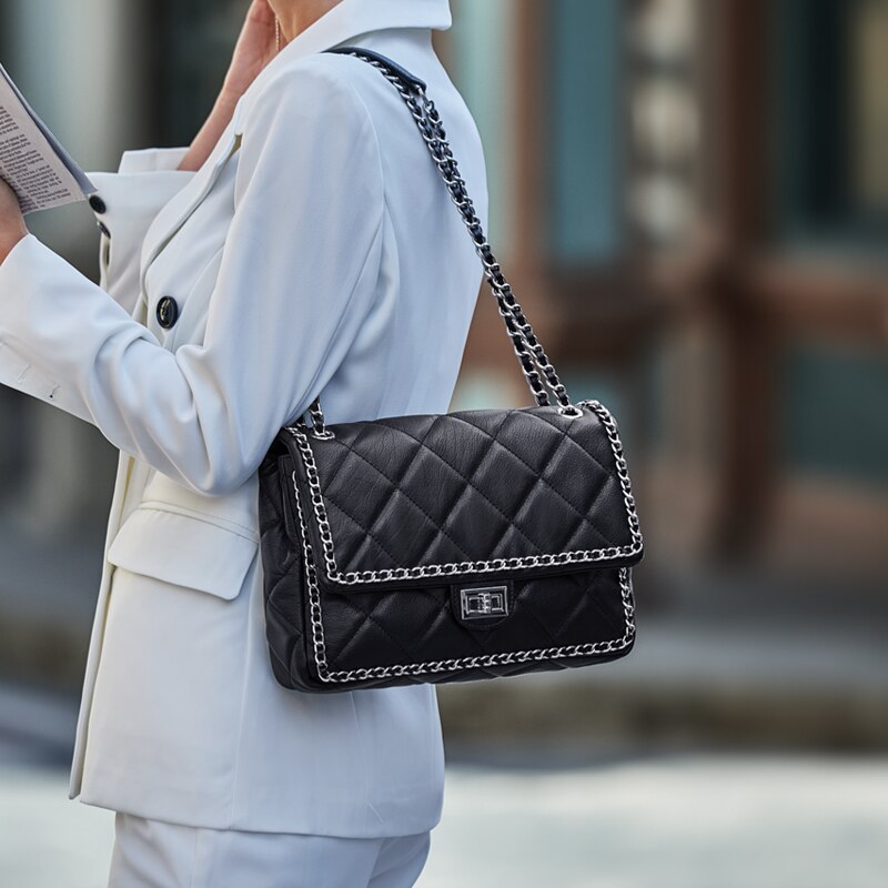 ZOOLER Luxury Brand Designer Genuine Leather Women Messenger Bag Plaid lady Crossbody Bag Trendy Skin Shoulder Bag Gift