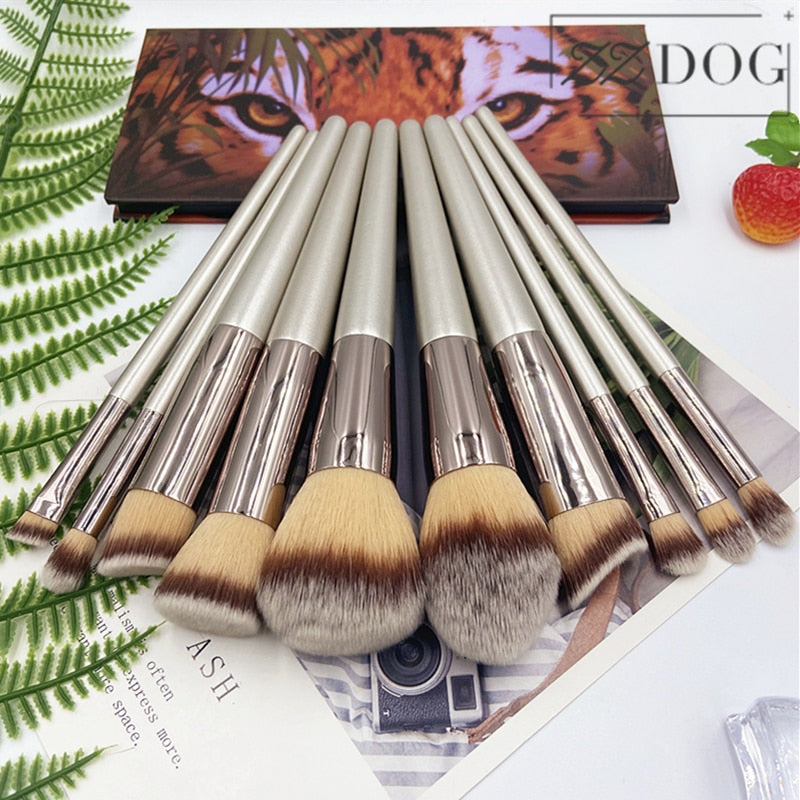 ZZDOG 1Pcs High-end Champagne Makeup Brush Set Professional Wooden Handle Natural Hair Cosmetic High-Quality Golden Beauty Tools