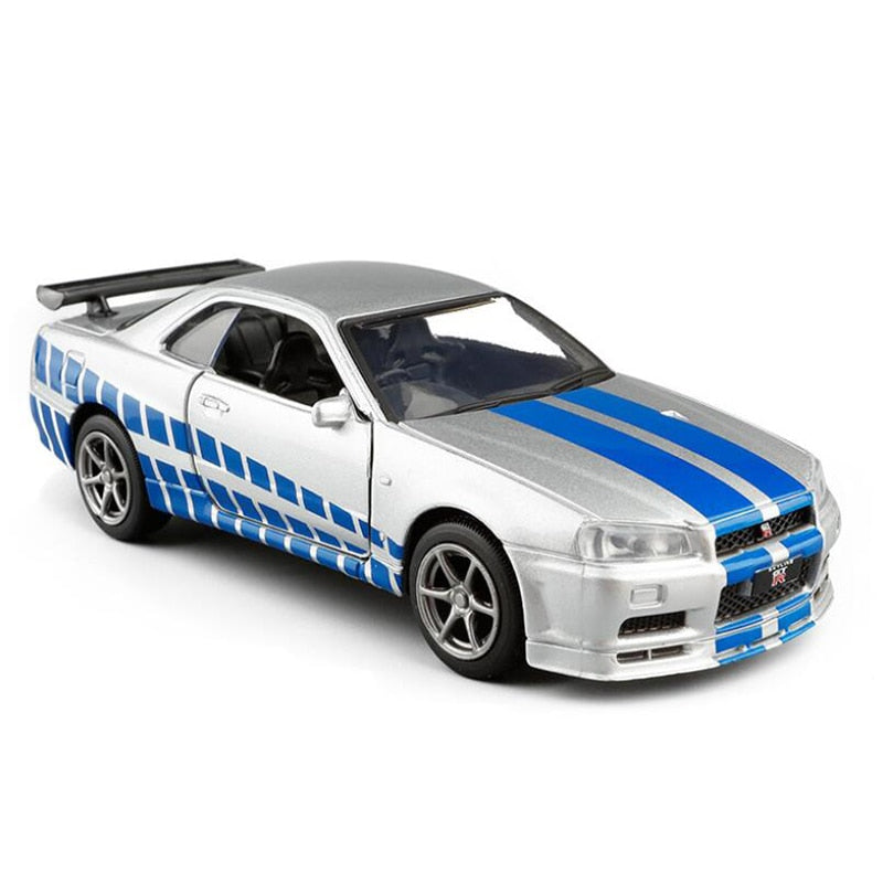 Zhenwei 1:36 Alloy Toy Car Vehicle Nissan GTR R34 Sports Car Metal Model Collection Display Model Boys Gift Toys For Children