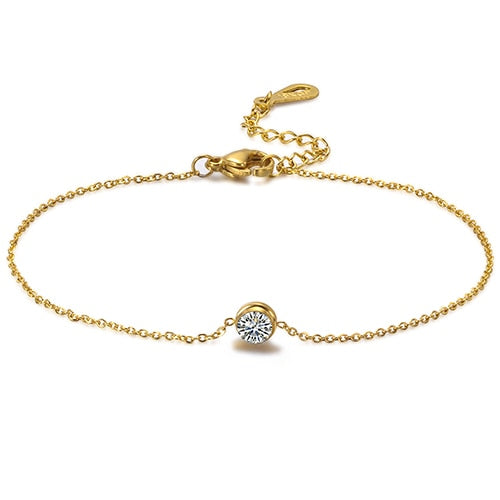 Zircon Bracelet Unique Design Trendy Gold-Color Luxury Clear AAA Cubic Zirconia Jewelry Chain Bracelets Wholesale