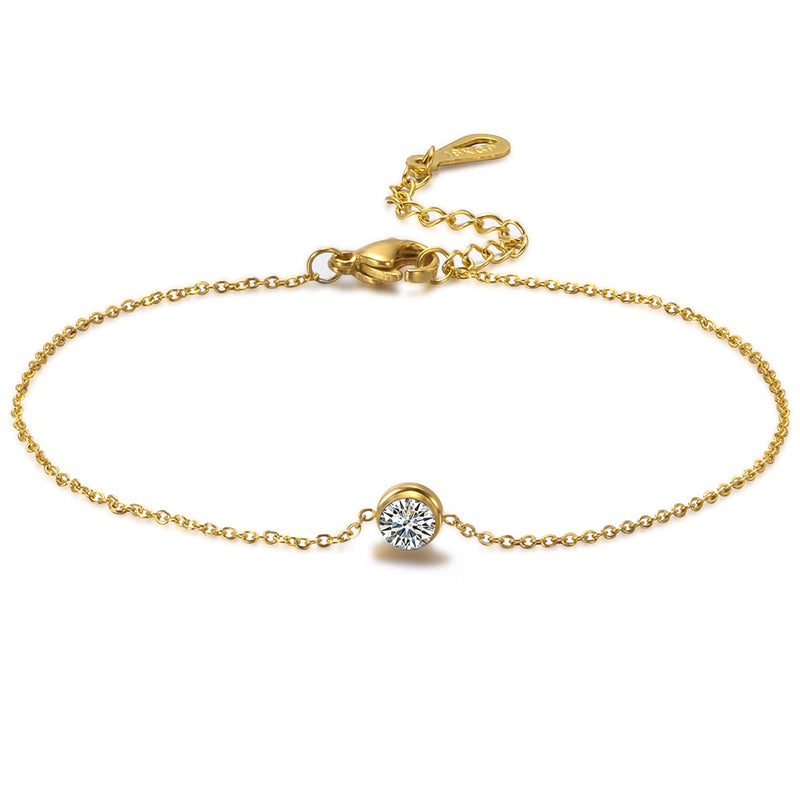Zircon Bracelet Unique Design Trendy Gold-Color Luxury Clear AAA Cubic Zirconia Jewelry Chain Bracelets Wholesale