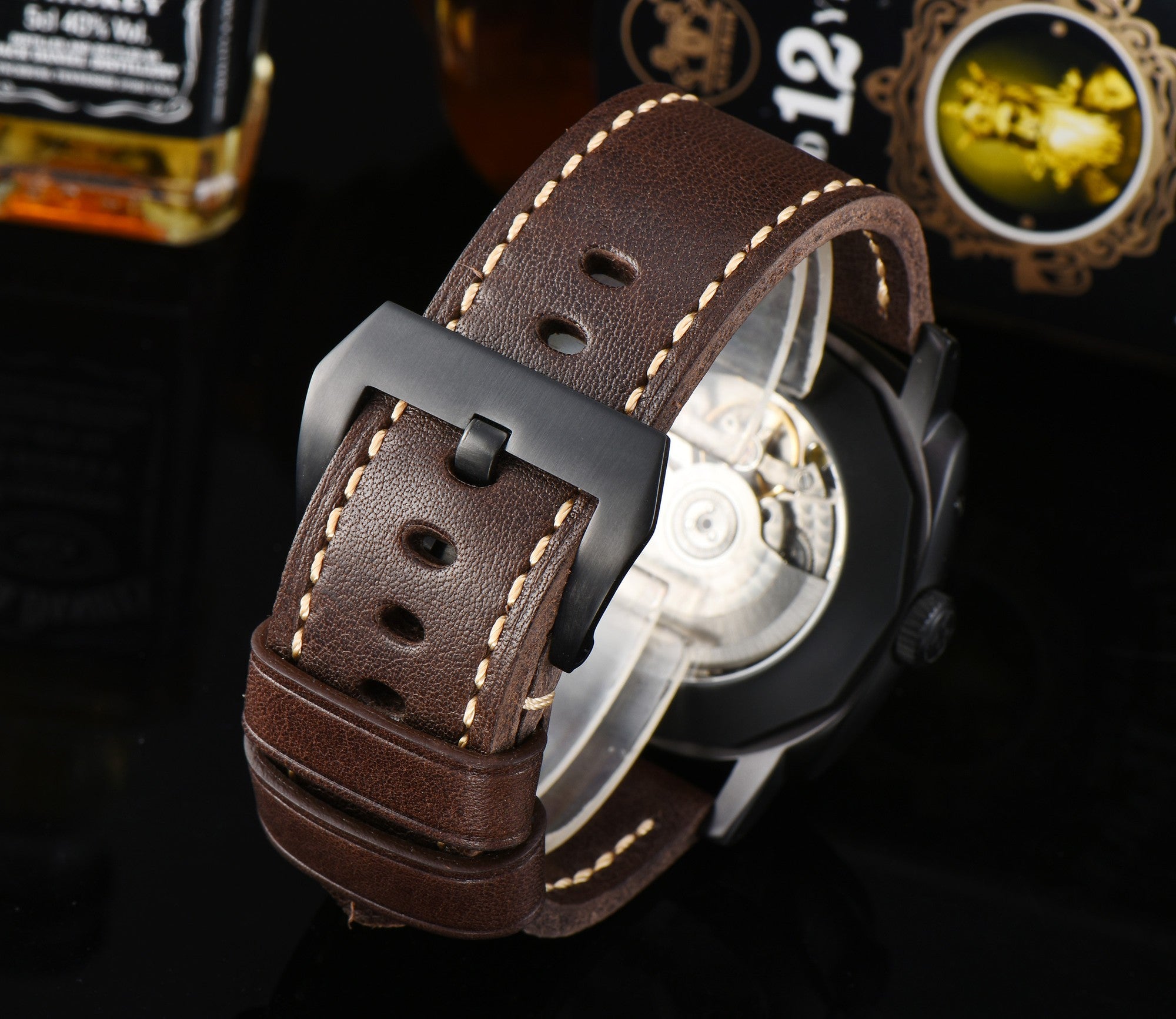 Parnis Military 47mm Self-winding Watch Men's Leather Belt / Suit Popular Luxury Brand / Waterproof / Recommended P45
