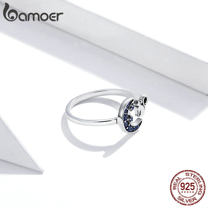bamoer Moon & Cat Finger Rings for Women Adjustable 925 Sterling Silver Ring 2020 Spring New Collection Fashion Bijoux SCR677