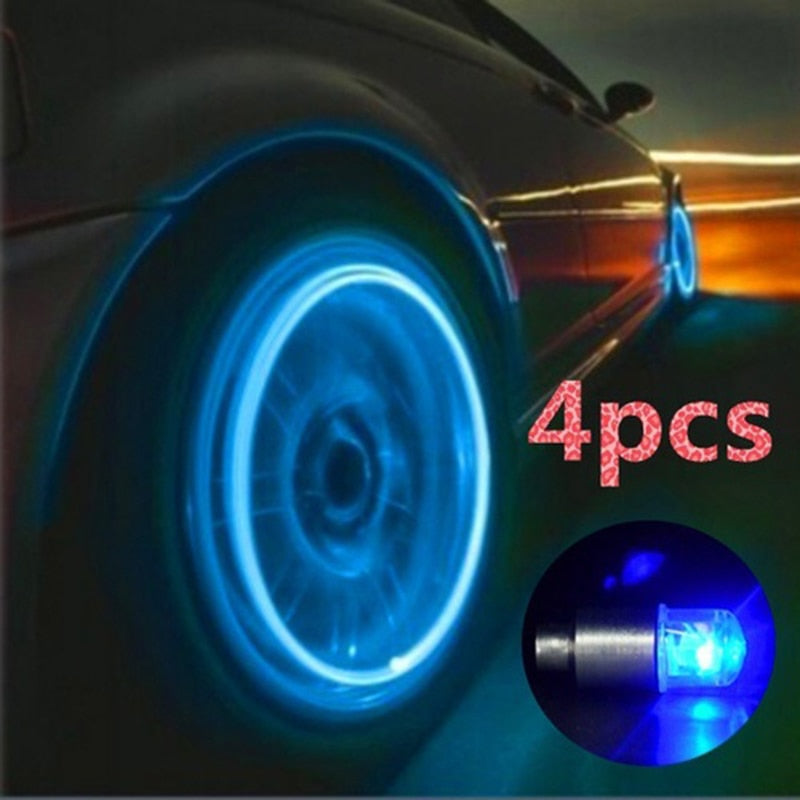 car LED lighte Tire Valve Cap cars motorcycle accessories 4pcs Auto cars Accessories wheel decoration Bike tire light deco