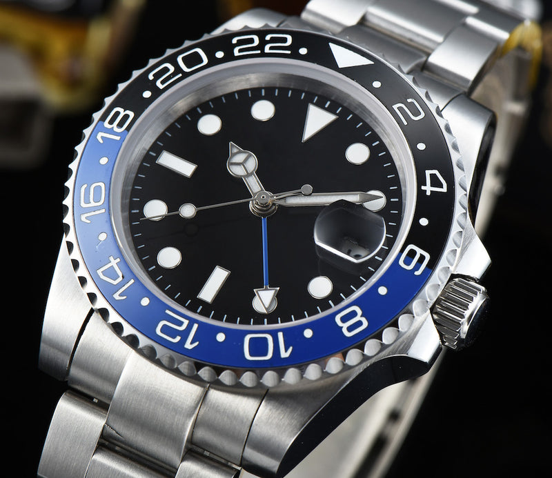 Men's self-winding watch / high quality movement GMT 40mm black, blue / suit, popular luxury brand / waterproof / fashion
