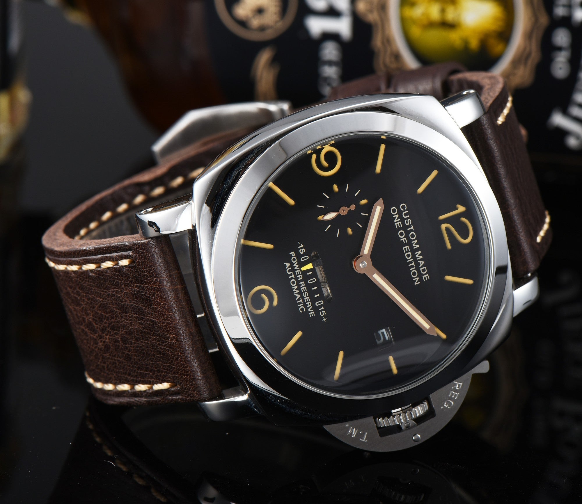 Parnis Military 47mm Self-winding Watch Men's Leather Belt Silver / Suit, Popular Luxury Brand / Waterproof / Recommended P42