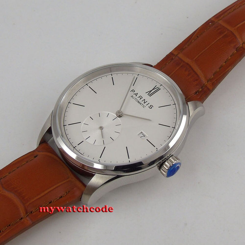 famous brand 42mm parnis white dial date window ST1731 automatic mens watch P955