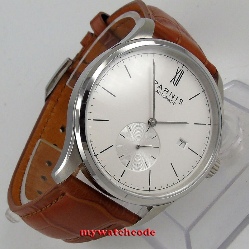 famous brand 42mm parnis white dial date window ST1731 automatic mens watch P955