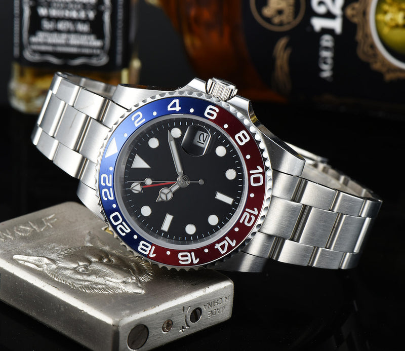 Men's self-winding watch / high quality movement GMT 40mm red, blue / suit, popular luxury brand / waterproof / fashion