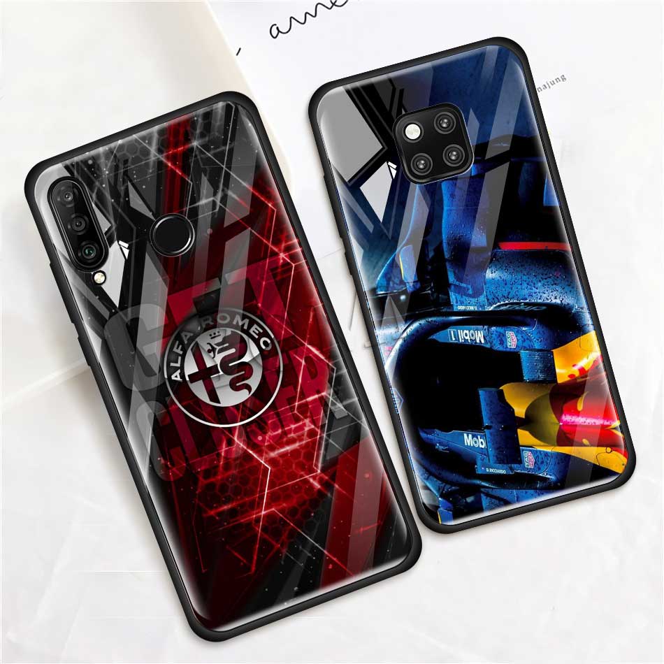 for Formula 1 Tempered Glass Cases for Huawei P30 Pro P10 P20 Lite Mate 20 Lite Honor 20 Pro 8X Phone Cover