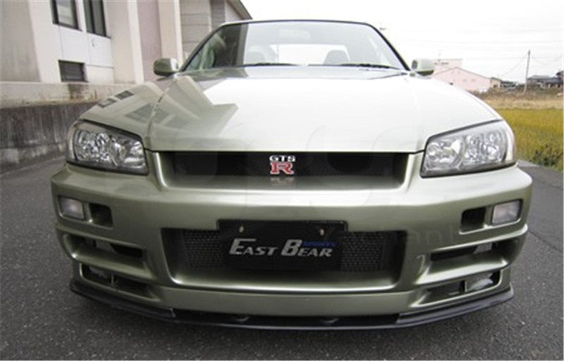 Car-Styling FRP Fiber Glass Front Lip Fit For 1999-2002 Skyline R34 GTR OEM Front Bumper NI Style Bottom Lip with Undertray