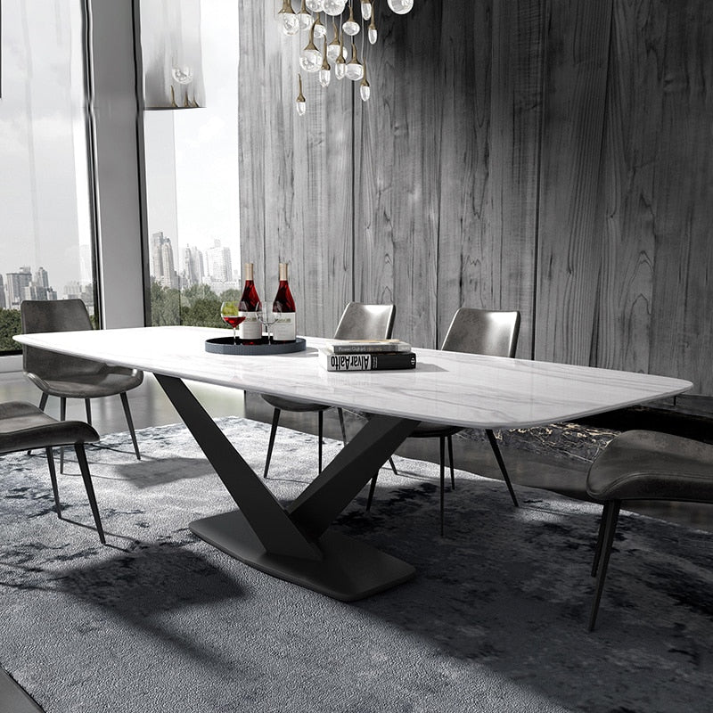 iron metal Dining Room Set Home Furniture minimalist modern marble dining table rectangle big mesa de jantar muebles comedor