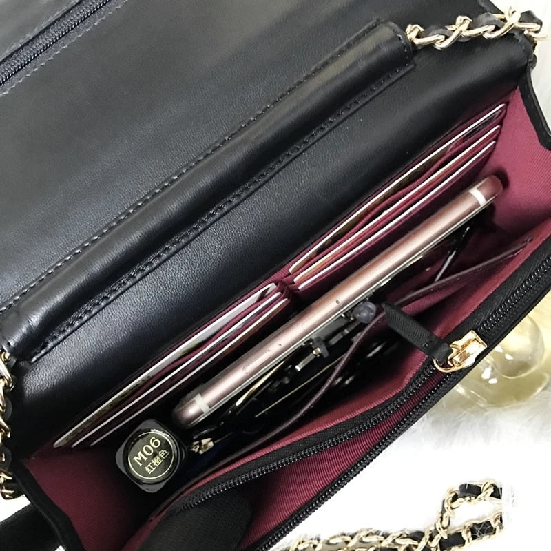 luxury brand woc fashion simple small square bag women's designer high quality real leather chain mobile phone shoulder handbags